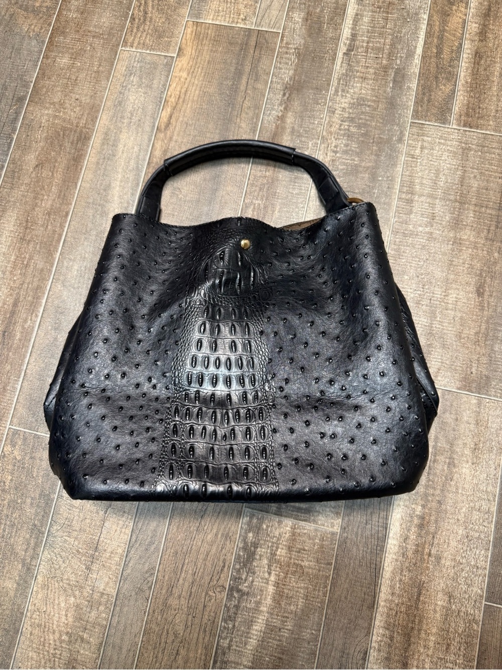 Handbag Republic Black Faux Leather
Ostrich-Embossed Bag